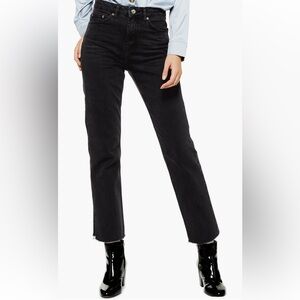 Topshop Jeans High Waist Black Split Hem Jeans